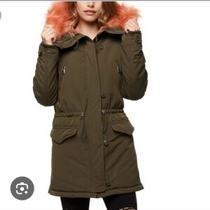 NEW Dex winter coat jacket shearling lined pink faux fur